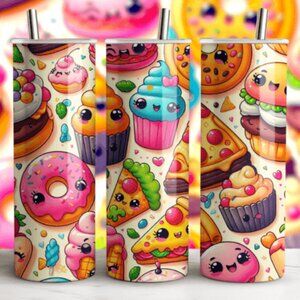 Kawaii Themed 20oz Sublimated Stainless Steel Tumbler with Lid & Straw